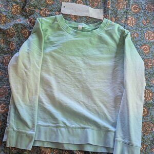 J. Crew Ombre Dip-Dye Pastel Mint Green Light Blue Sweatshirt Large